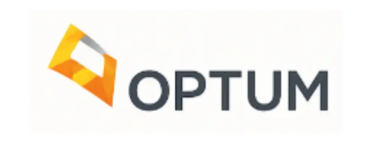 Optum logo with orange geometric design.